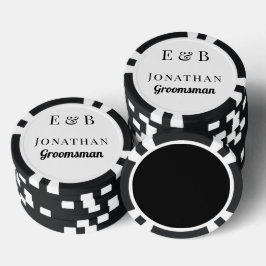 Fichas De Póquer Monograma Boda Groomsman Regalo personalizado negr
