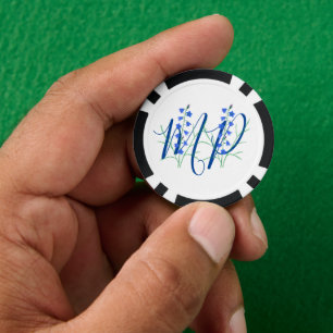 Fichas De Póquer Monograma de campanillas azules