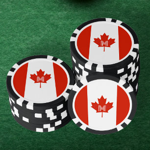 Fichas De Póquer Monograma de hoja de arce de bandera canadiense