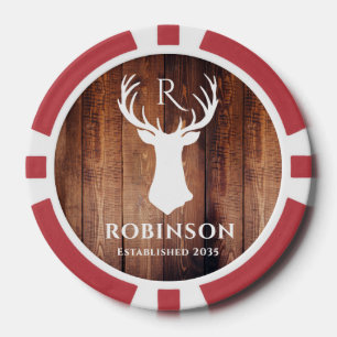 Fichas De Póquer Monograma de Iniciales de Nombre Ciervo Rústico de