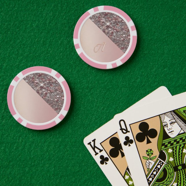 Fichas De Póquer Monograma de oro Rosa elegante (Mesa de Poker (Doble))