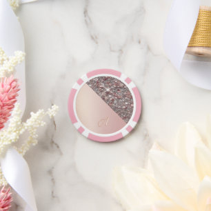 Fichas De Póquer Monograma elegante en oro rosa