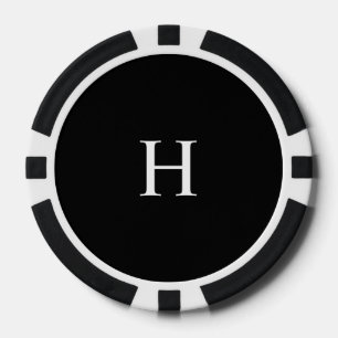 Fichas De Póquer Monograma moderno minimalista elegante negro