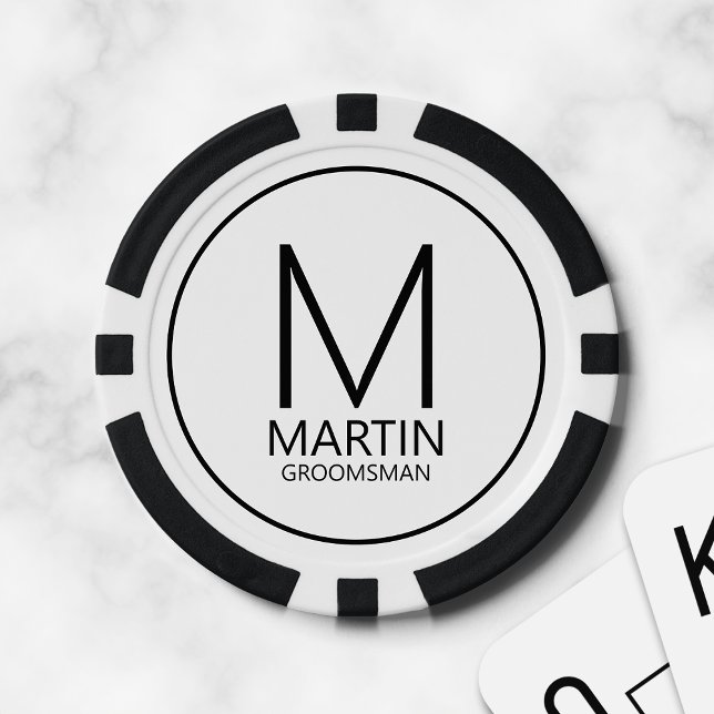 Fichas De Póquer Monograma personalizado moderno y Groomsmen de nom (Subido por el creador)