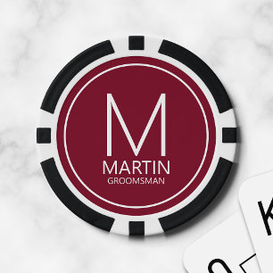 Fichas De Póquer Monograma personalizado moderno y Groomsmen de nom