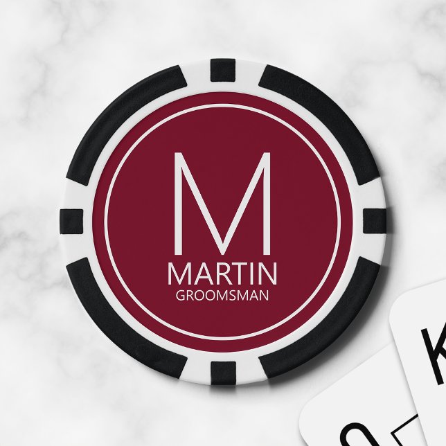 Fichas De Póquer Monograma personalizado moderno y Groomsmen de nom (Subido por el creador)