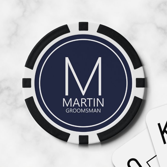 Fichas De Póquer Monograma personalizado moderno y Groomsmen de nom (Subido por el creador)