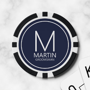 Fichas De Póquer Monograma personalizado moderno y Groomsmen de nom
