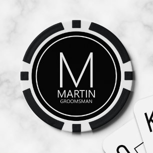 Fichas De Póquer Monograma personalizado moderno y Groomsmen de nom