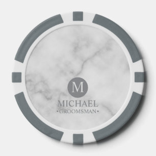 Fichas De Póquer Monograma y nombre clásicos de los Groomsmen perso
