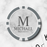 Fichas De Póquer Monograma y nombre de Groomsman personalizado<br><div class="desc">Regalos Groomsman personalizados con monograma personalizado, nombre y título de groomsman en estilo serif gris clásico sobre fondo de mármol blanco. También perfecto para el Mejor Hombre, Padre de la Novia y más. Los detalles de mármol se simulan en las obras de arte. Este producto no será fabricado con mármol...</div>