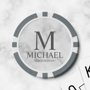 Fichas De Póquer Monograma y nombre de Groomsman personalizado