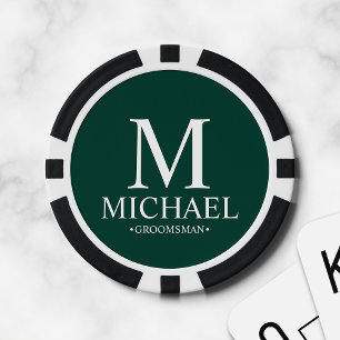 Fichas De Póquer Monograma y nombre de Groomsman personalizado