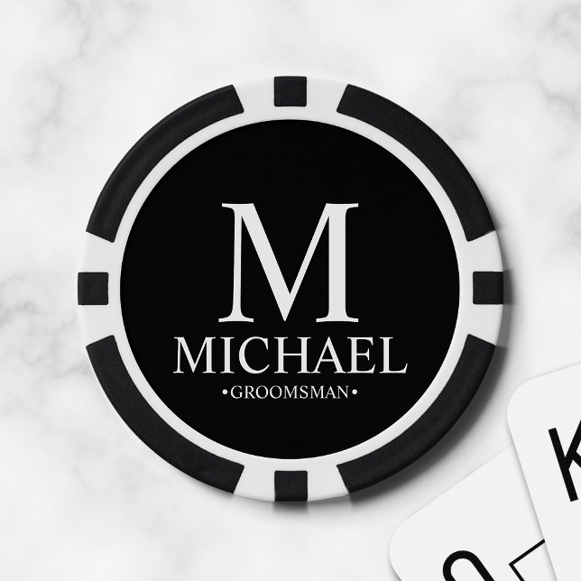 Fichas De Póquer Monograma y nombre de Groomsman personalizado (Subido por el creador)