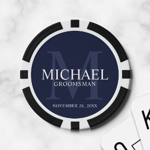 Fichas De Póquer Monograma y nombre de Groomsmen personalizados por