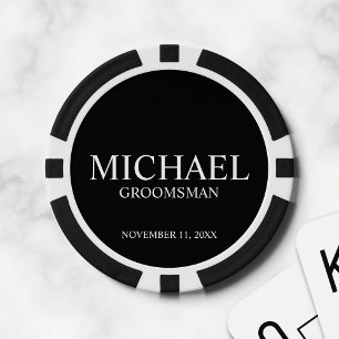 Fichas De Póquer Monograma y nombre del Groomsman personalizado