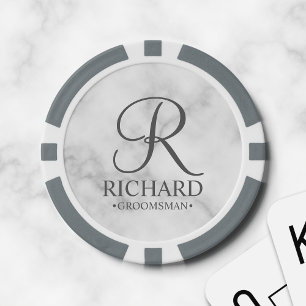 Fichas De Póquer Monograma y nombre del Groomsman personalizado