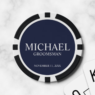 Fichas De Póquer Monograma y nombre del Groomsman personalizado