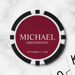 Fichas De Póquer Monograma y nombre del Groomsman personalizado