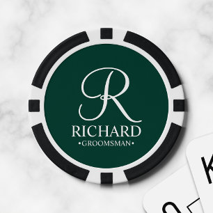 Fichas De Póquer Monograma y nombre del Groomsman personalizado