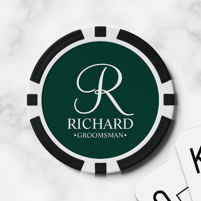 Fichas De Póquer Monograma y nombre del Groomsman personalizado (Subido por el creador)