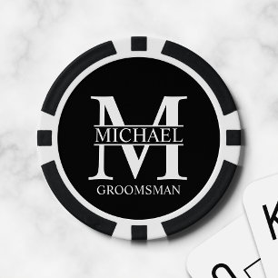 Fichas De Póquer Monograma y nombre del Groomsman personalizado