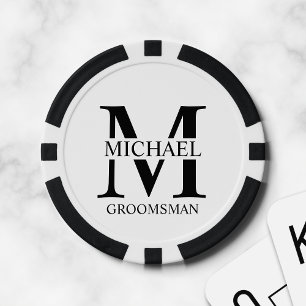 Fichas De Póquer Monograma y nombre del Groomsman personalizado