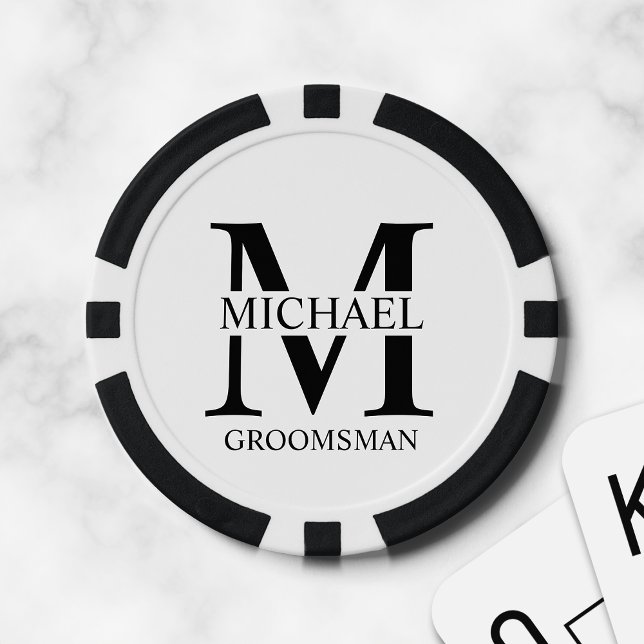 Fichas De Póquer Monograma y nombre del Groomsman personalizado (Subido por el creador)