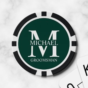 Fichas De Póquer Monograma y nombre del Groomsman personalizado