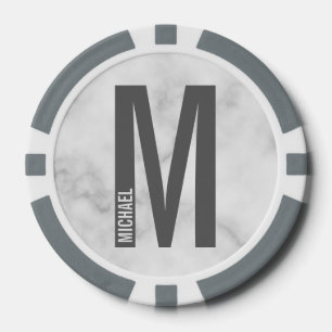 Fichas De Póquer Monograma y nombre negrita personalizado moderno