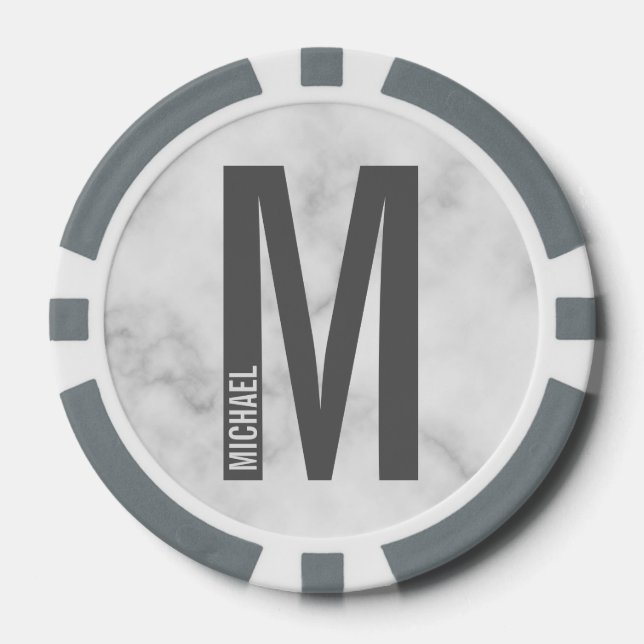 Fichas De Póquer Monograma y nombre negrita personalizado moderno (Anverso)