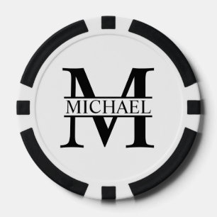 Fichas De Póquer Monograma y nombre personalizados