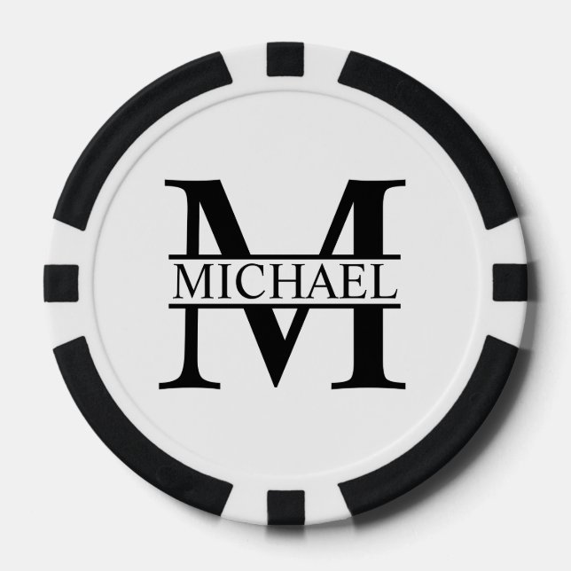 Fichas De Póquer Monograma y nombre personalizados (Anverso)
