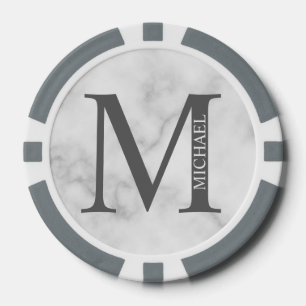 Fichas De Póquer Monograma y nombre personalizados