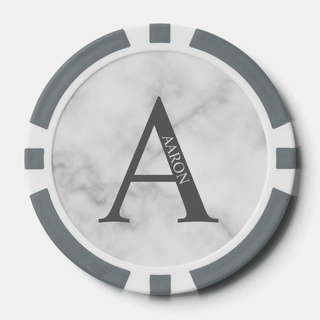 Fichas De Póquer Monograma y nombre personalizados (Anverso)