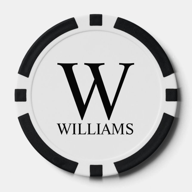 Fichas De Póquer Monograma y nombre personalizados clásicos (Anverso)