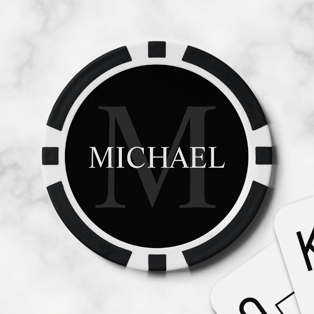 Fichas De Póquer Monograma y nombre personalizados clásicos (Subido por el creador)