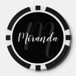 Fichas De Póquer Monograma y nombre personalizados de escritura mod