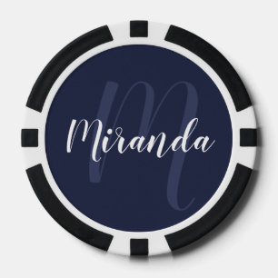 Fichas De Póquer Monograma y nombre personalizados de escritura mod