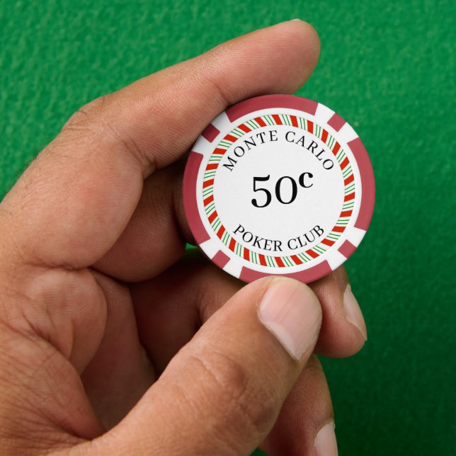 Fichas De Póquer Monte Carlo Suave de 50 Centavos 14 Gramos con Mar (Mano)