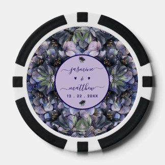 Fichas De Póquer Moody Black Floral Classic Couple Names Wedding