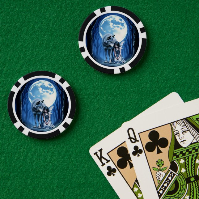 Fichas De Póquer Moonlit Bond – The Wolf and the Gothic Fairy.   (Mesa de Poker (Doble))