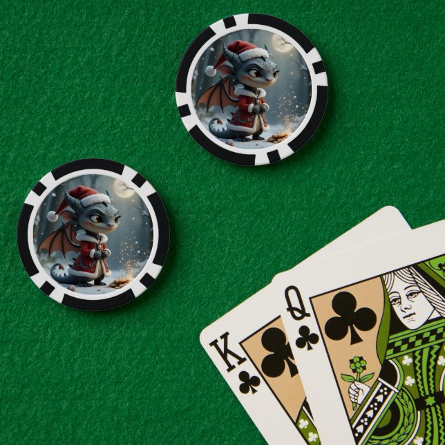 Fichas De Póquer Moonlit Cookie Bandit – The Grey Christmas Dragon. (Mesa de Poker (Doble))