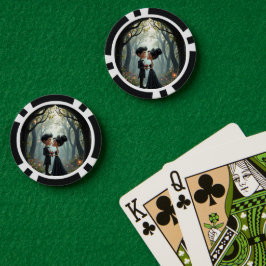 Fichas De Póquer Moonlit Vows – A Cute Gothic Wedding Moment. 