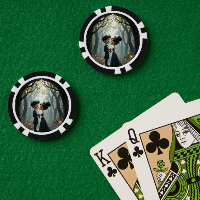 Fichas De Póquer Moonlit Vows – A Cute Gothic Wedding Moment.  (Mesa de Poker (Doble))
