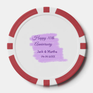 Fichas De Póquer Morado salpicón acuático moderno 10 aniversario