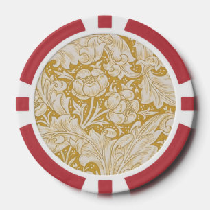 Fichas De Póquer Morris Bachelor's Button Flower & Golden Stems