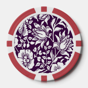 Fichas De Póquer Morris Vintage Púrpura y Floral blanca