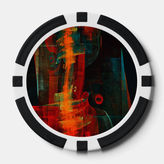 Fichas De Póquer Naranja del agua Azul Rojo Azul Moderno Resumen Pa (Anverso)