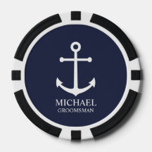 Nautical Navy Blue Anchor Personalizado Groomsmen